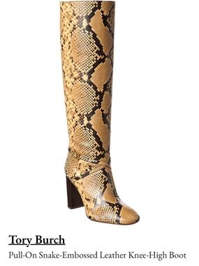 Tory Burch women Diamant Lux Snakeskin Knee High Boot NEW siz 5.5
In Sand Drift.